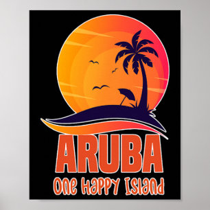 Poster Aruba One Happy Island Belle plage de coucher de s