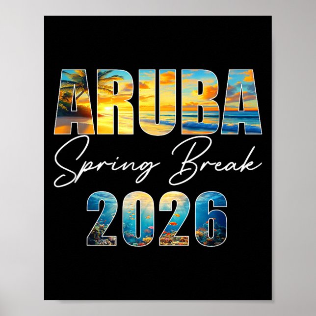 Poster Aruba Spring Break 2026 Summer Vacation Beach  (Devant)