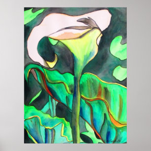 Poster Arum Lily aquarelle peinture originale