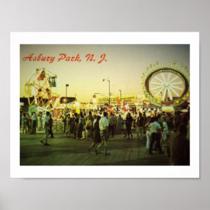Poster Asbury Park, NJ Amusements on the Boardwalk