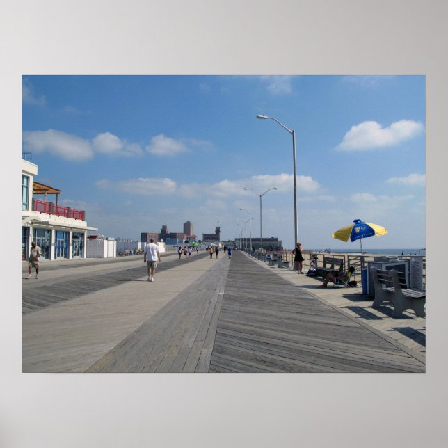 Poster Asbury Park NJ Boardwalk et magasins (Devant)