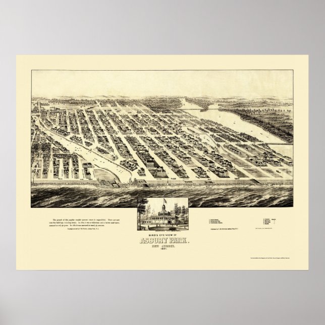 Poster Asbury Park, NJ Panoramic Map - 1897 (Devant)