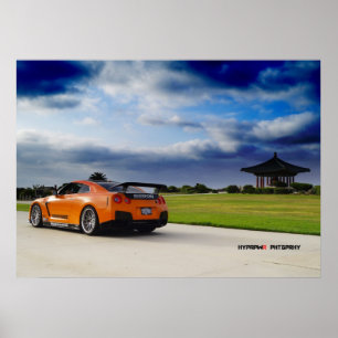 Poster "Ascend" Nissan GT-R R R35 Bursting Through
