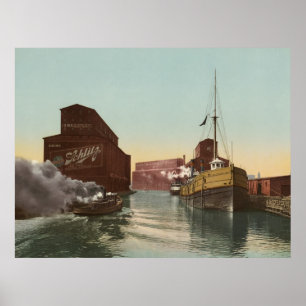 Poster Ascenseur du canal de Chicago, 1900
