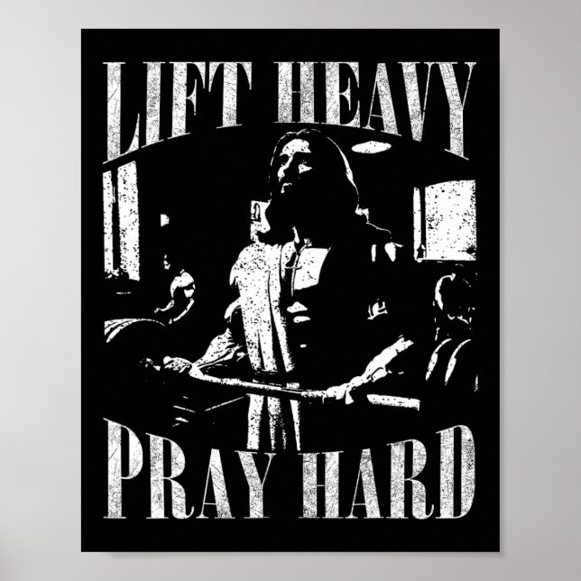 Poster Ascenseur Lourd Priez Dur Gym Jesus Christian Pour (Devant)