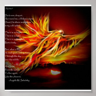 Poster "Ashes" Poème Inspirationnel d'Angela M. Sekelsky