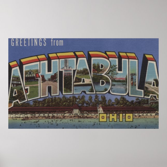 Poster Ashtabula, Ohio - Scènes de grandes lettres (Devant)