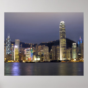 Poster Asia, China, Hong Kong, city skyline and 2