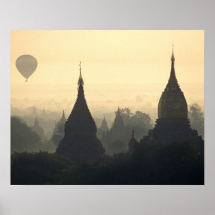 Poster Asie, Birmanie, (Myanmar), Pagan (Bagan) Hot Air