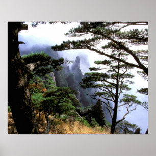 Poster Asie, Chine, Huanshan. La montagne jaune
