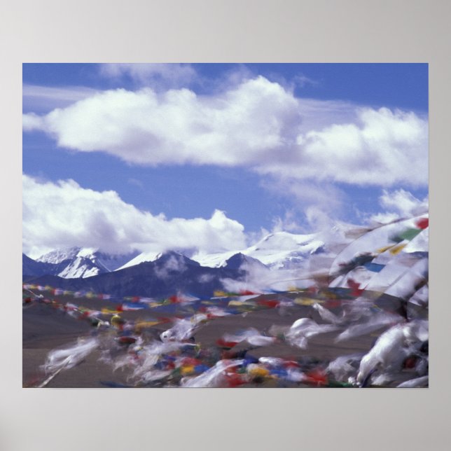 Poster Asie, Chine, Tibet, passe Tangla. Drapeaux de priè (Devant)