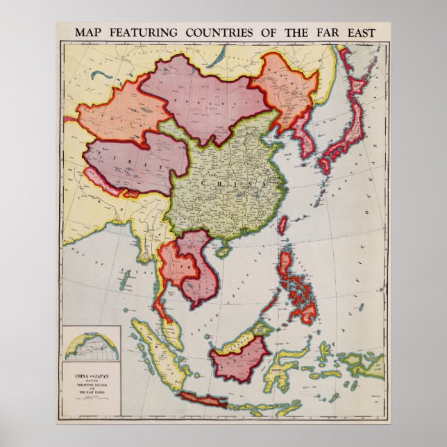Poster Asie de l'EstCarte panoramiqueAsie de l'Est (Devant)