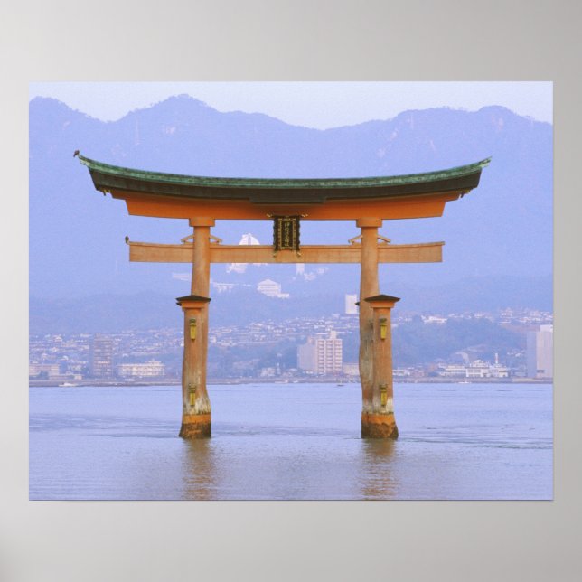 Poster Asie, Japon, Hiroshima. Mivaiima. Porte de Torii (Devant)