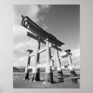 Poster Asie, Japon, Miyajima. La porte de Torri.