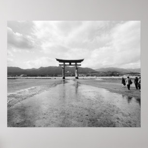 Poster Asie, Japon, Myajima. La Porte de Torri