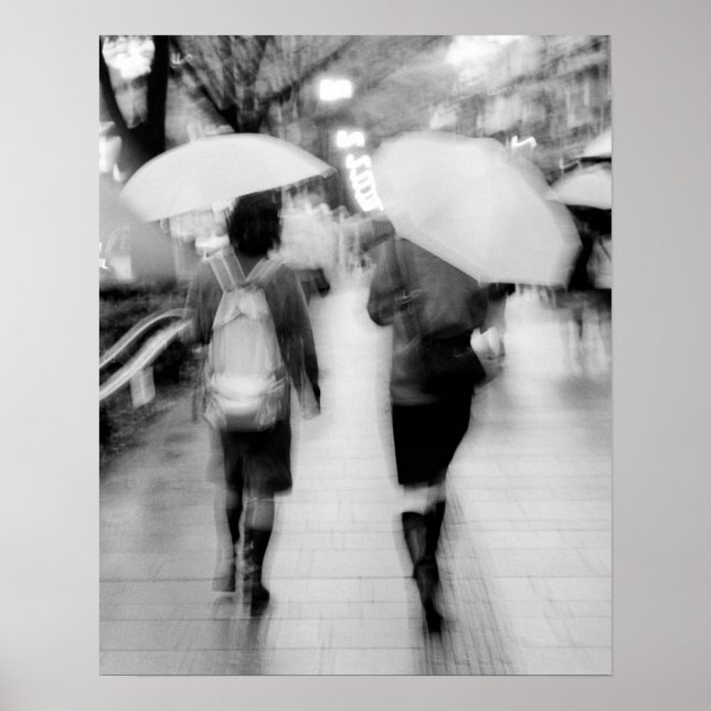 Poster Asie, Japon, Tokyo. Jeunes femmes et parapluies. (Devant)