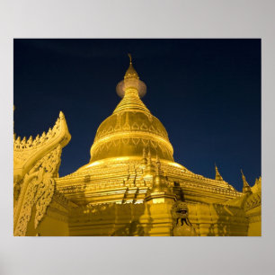 Poster Asie, Maynmar, Yangon, temple bouddhiste à Yangon