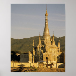 Poster Asie, Myanmar, lac Inle. Pagodes.