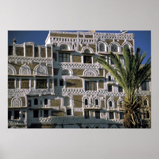 Poster Asie, Yémen, Sanaa. Maison du Yémen. (Devant)