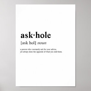 Poster Askhole - signification de dictionnaire
