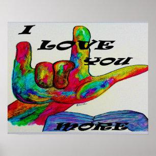 Poster ASL American Sign Language JE VOUS AIME PLUS
