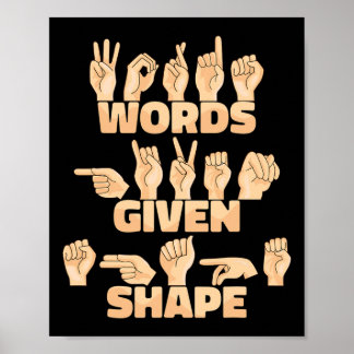 Poster Asl American Sign Language Words Given Shape 