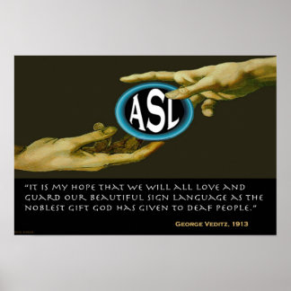 Poster ASL : Don de Dieu aux personnes sourdes 19" x 13"