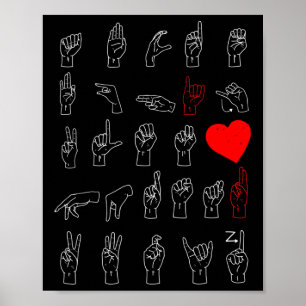 Poster ASL Enseignant Alphabet Langue Chanter Américaine