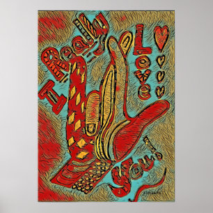 Poster ASL Funky Je t'aime vraiment