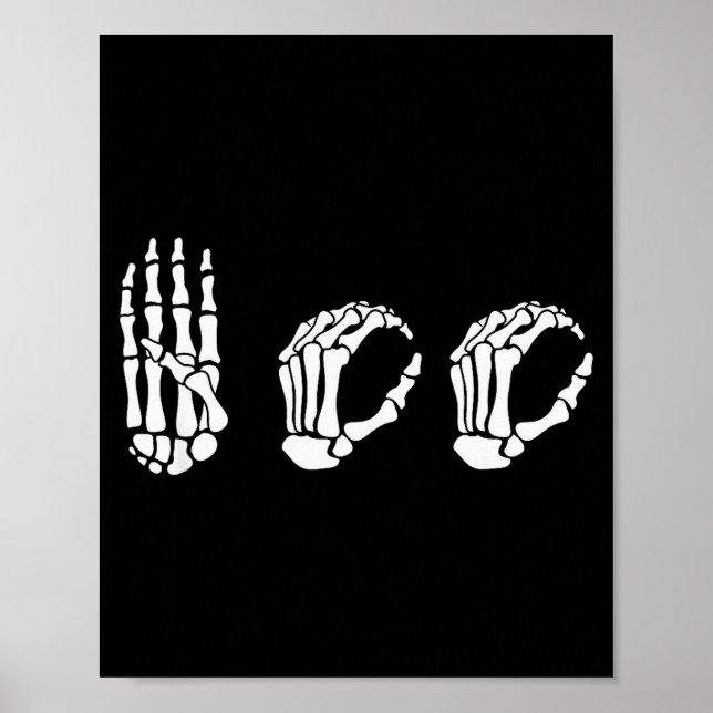 Poster Asl Halloween Skeleton Hand American Sign Language (Devant)