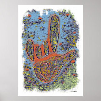 Poster ASL I Love You Contemporary in Blue