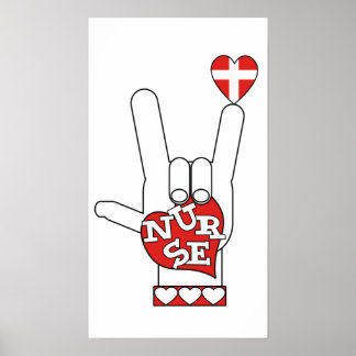 Poster ASL I Love You Sign Language - HAND HEART NURSE