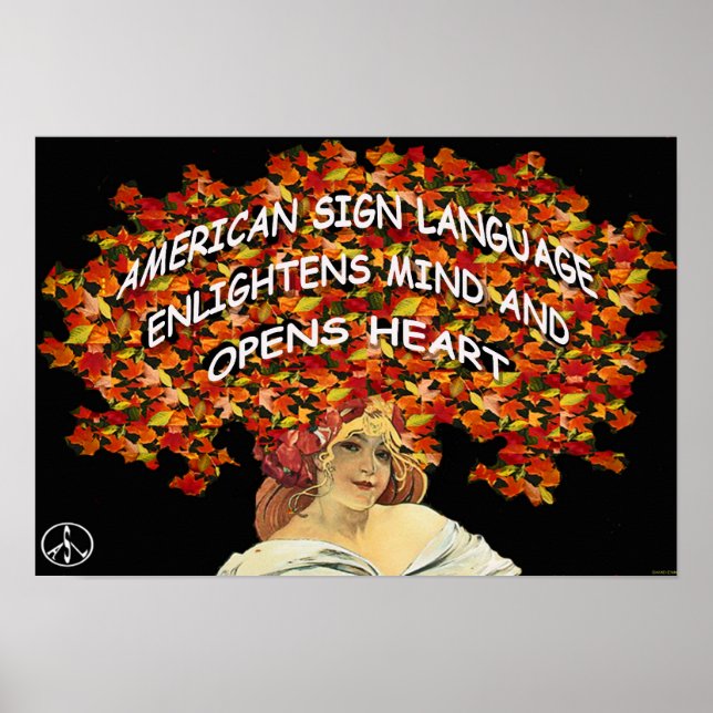 Poster ASL illumine l'esprit et ouvre le coeur 19" x 13" (Devant)