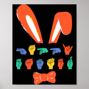 Poster Asl joyeuses pâques bonbons langue des signes oeuf