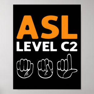 Poster asl - Niveau C2. Langue des signes de la main de s