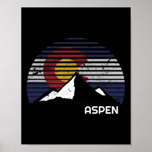 Poster Aspen Colorado Drapeau - Co Bluebird Day Mountain