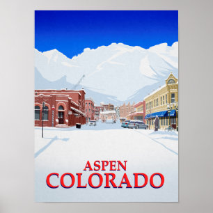 Poster Aspen Colorado Station de ski Town