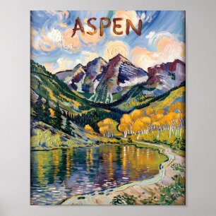 Poster Aspen Colorado Van Gogh Style Paysage de montagne
