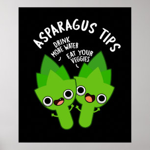 Poster Asperges Conseils amusants Veggie Pun Dark BG