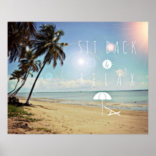 Poster Asseyez-vous et détendez-vous sur une plage tropic