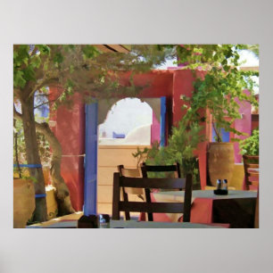 Poster Asseyez-vous et séjournez à la Taverna grecque