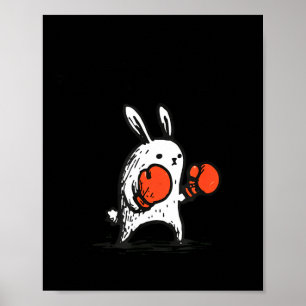 Poster Assez grand pour les tibias lapin drôle boxant lap