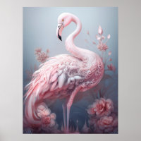 Assez Surréaliste Flamant Rose Abstrait sur Gris