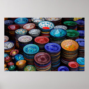 Poster Assiettes marocaines au marché
