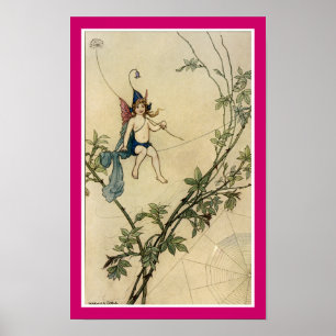 Poster Assis sur le fil d'araignée