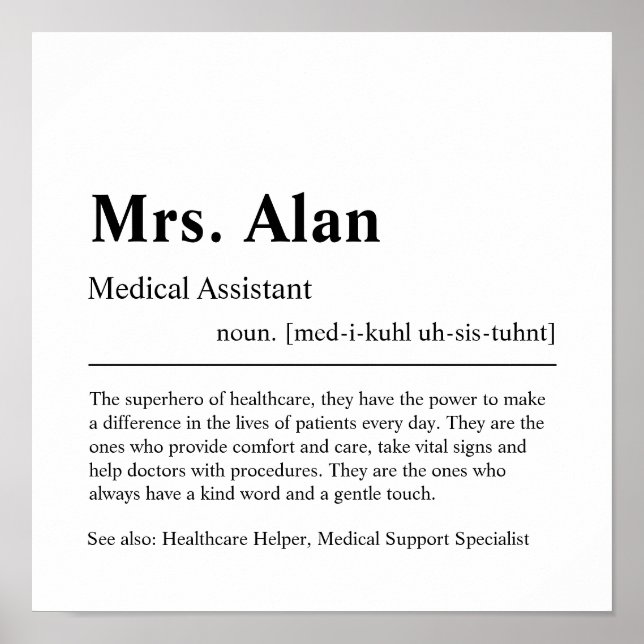 Poster Assistant Médicale Cadeau personnalisé (Devant)