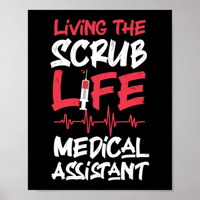 Poster Assistant Médicale Cma Vivre La Vie Scrub (Devant)