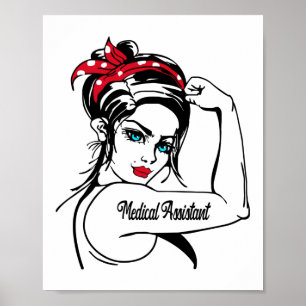 Poster Assistant Médicale Rosie Le Riveter Pin Up