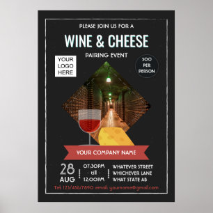 Poster Association de vin et fromage ajouter photo et log