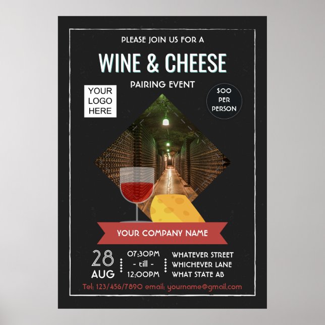 Poster Association de vin et fromage ajouter photo et log (Devant)